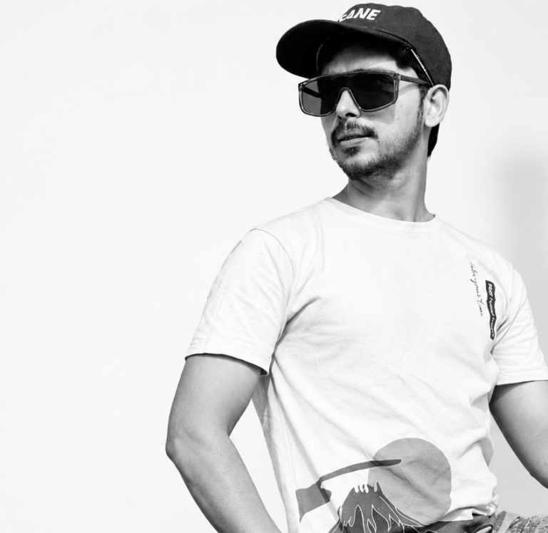 Realistic Black and White Studio Portrait, AI image prompt result